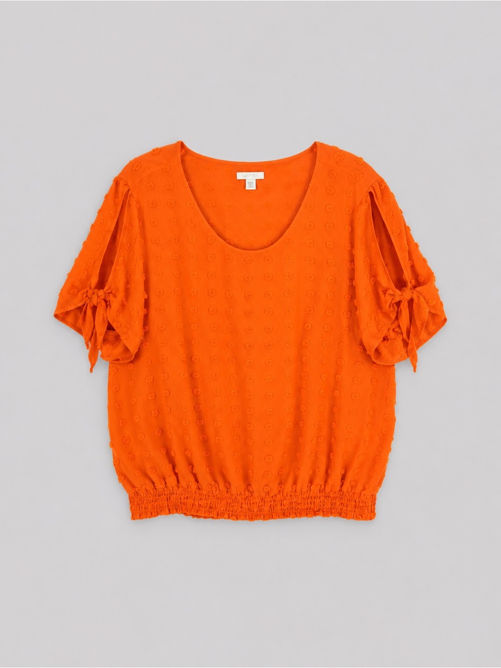 Womens Orange Chiffon Swiss Dot Blouse Size 22W Feminine Romantic Euro Summer